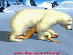 A snow bear screwed the animated Doxy.